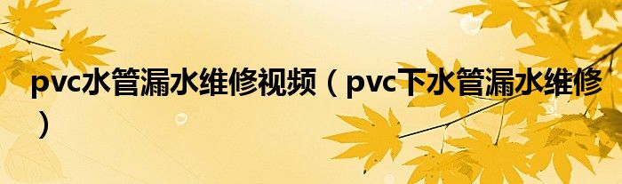 pvc水管漏水维修视频（pvc下水管漏水维修）