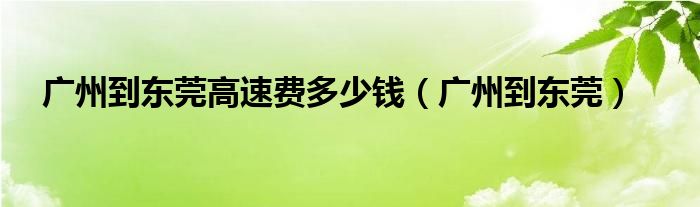 广州到东莞高速费多少钱（广州到东莞）