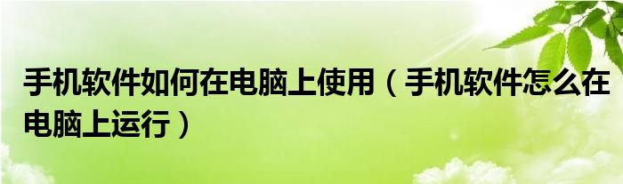 手机软件如何在电脑上使用（手机软件怎么在电脑上运行）