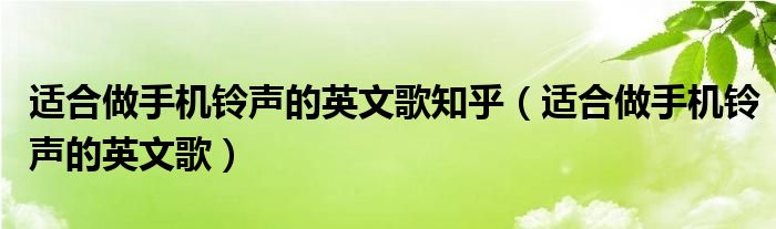 适合做手机铃声的英文歌知乎（适合做手机铃声的英文歌）