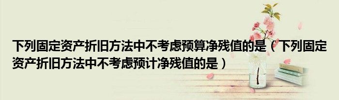 下列固定资产折旧方法中不考虑预算净残值的是（下列固定资产折旧方法中不考虑预计净残值的是）