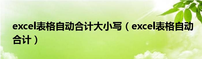 excel表格自动合计大小写（excel表格自动合计）