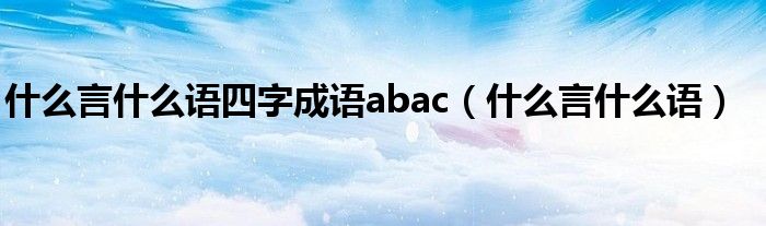 什么言什么语四字成语abac（什么言什么语）