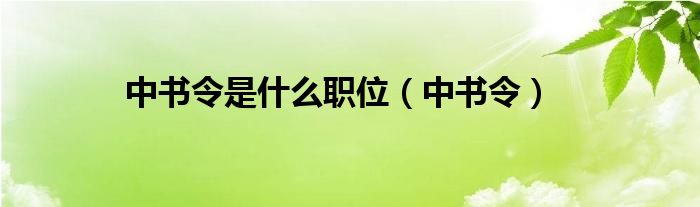 中书令是什么职位（中书令）