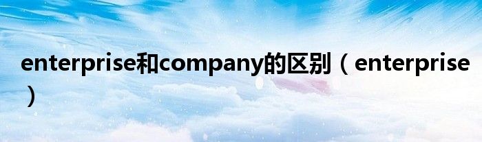 enterprise和company的区别（enterprise）