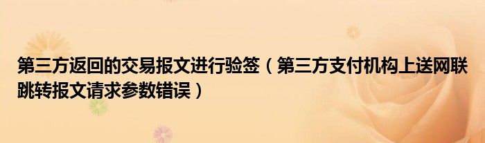 第三方返回的交易报文进行验签（第三方支付机构上送网联跳转报文请求参数错误）