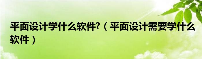 平面设计学什么软件?（平面设计需要学什么软件）