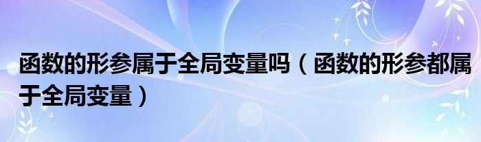 函数的形参属于全局变量吗（函数的形参都属于全局变量）