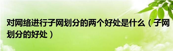 对网络进行子网划分的两个好处是什么（子网划分的好处）