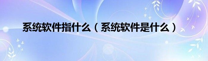 系统软件指什么（系统软件是什么）