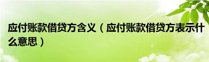 应付账款借贷方含义（应付账款借贷方表示什么意思）