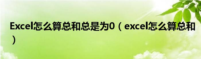 Excel怎么算总和总是为0（excel怎么算总和）