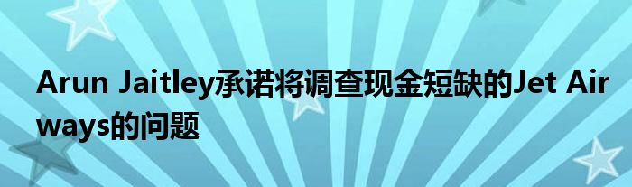 Arun Jaitley承诺将调查现金短缺的Jet Airways的问题