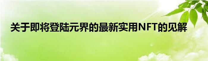 关于即将登陆元界的最新实用NFT的见解