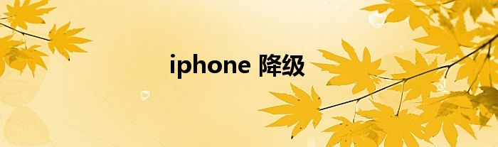 iphone 降级