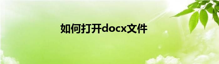 如何打开docx文件